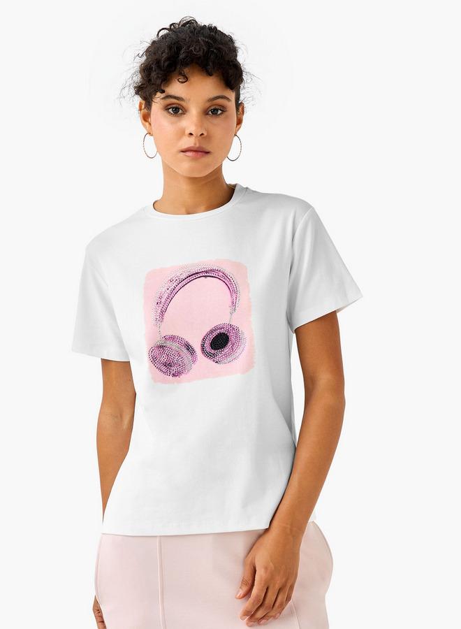 تواكستريمز تيشيرت قطن بتفاصيل مزخرفة - Image 2